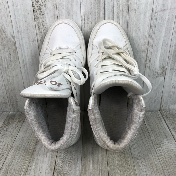 Adidas Womens 7.5 Play9tis Hi-Top Sneaker White Cheetah Leopard Animal Print - Picture 5 of 7